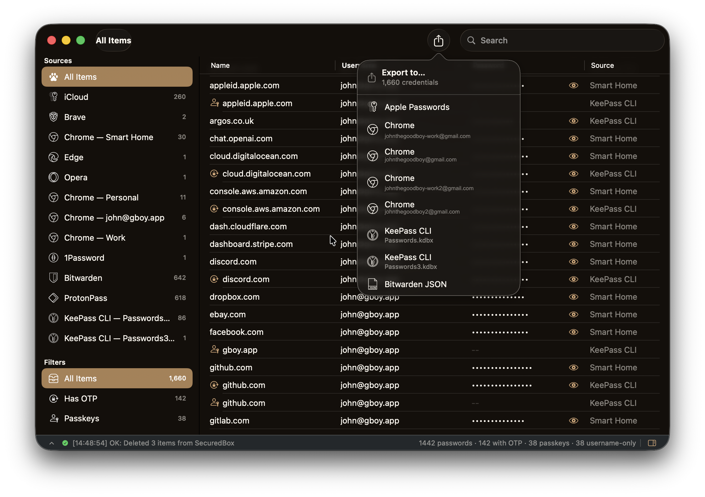 Goodboy data grid with export popover
