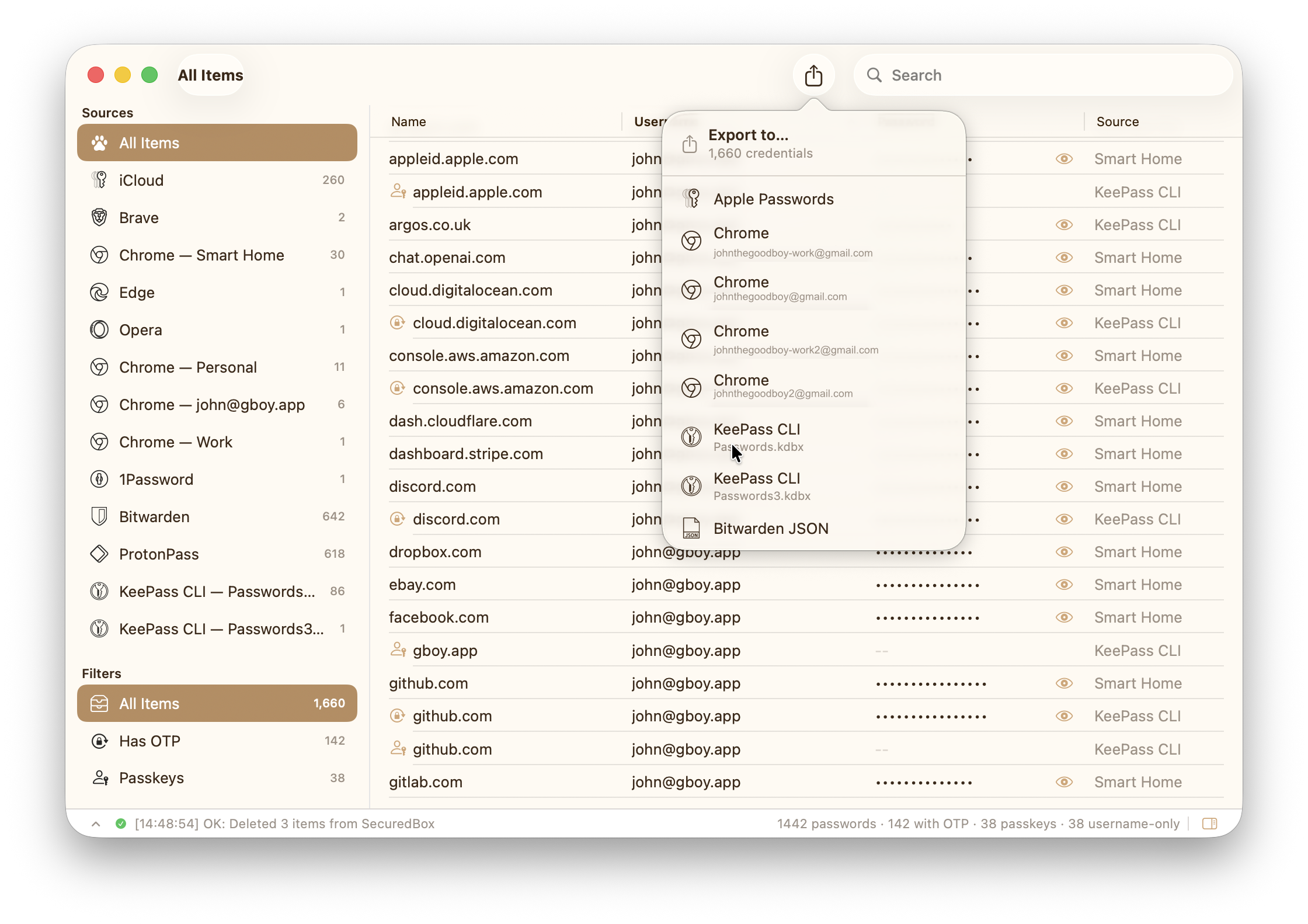 Goodboy data grid with export popover